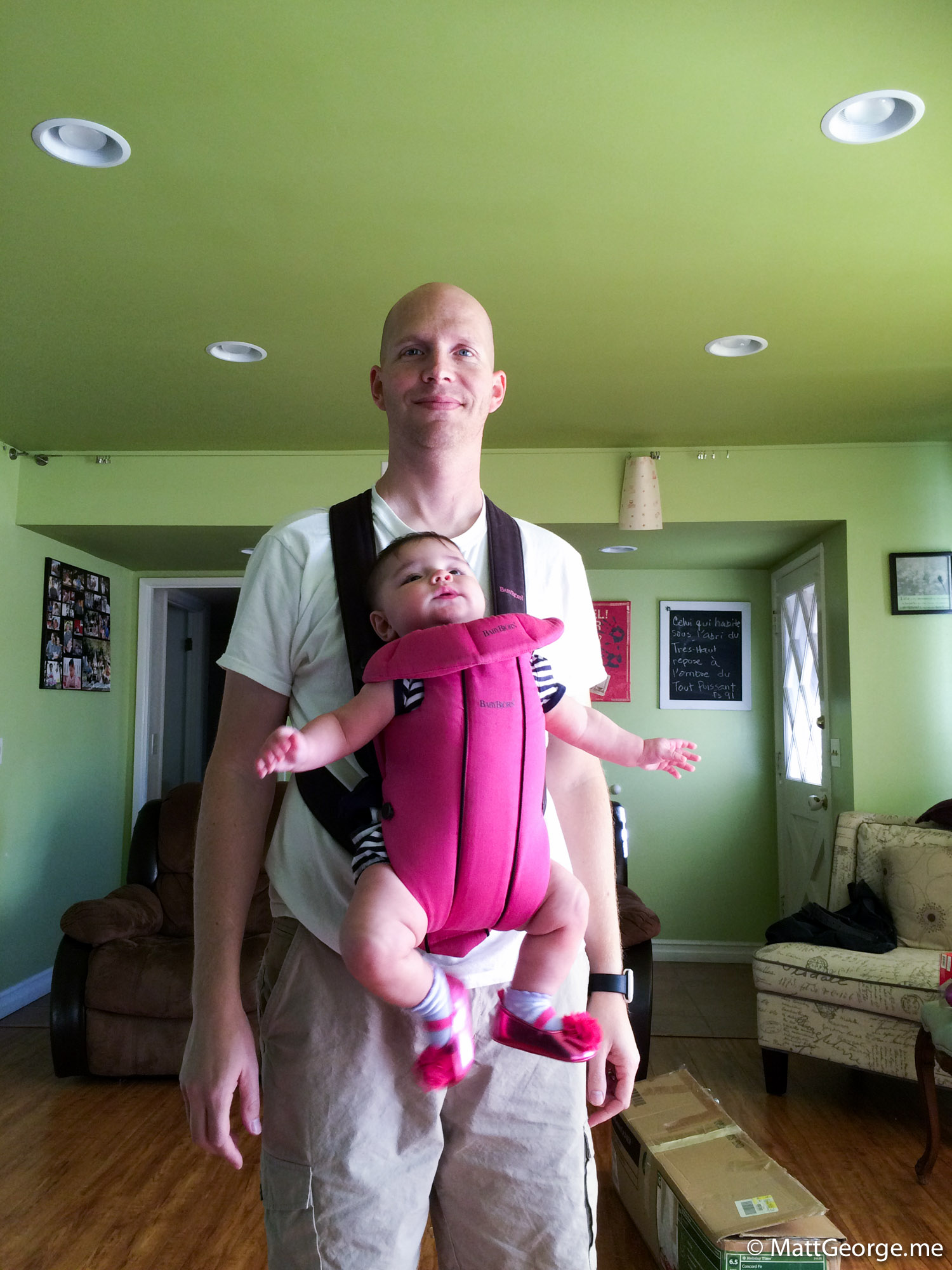 Baby Gianna in Carrier on Daddy
