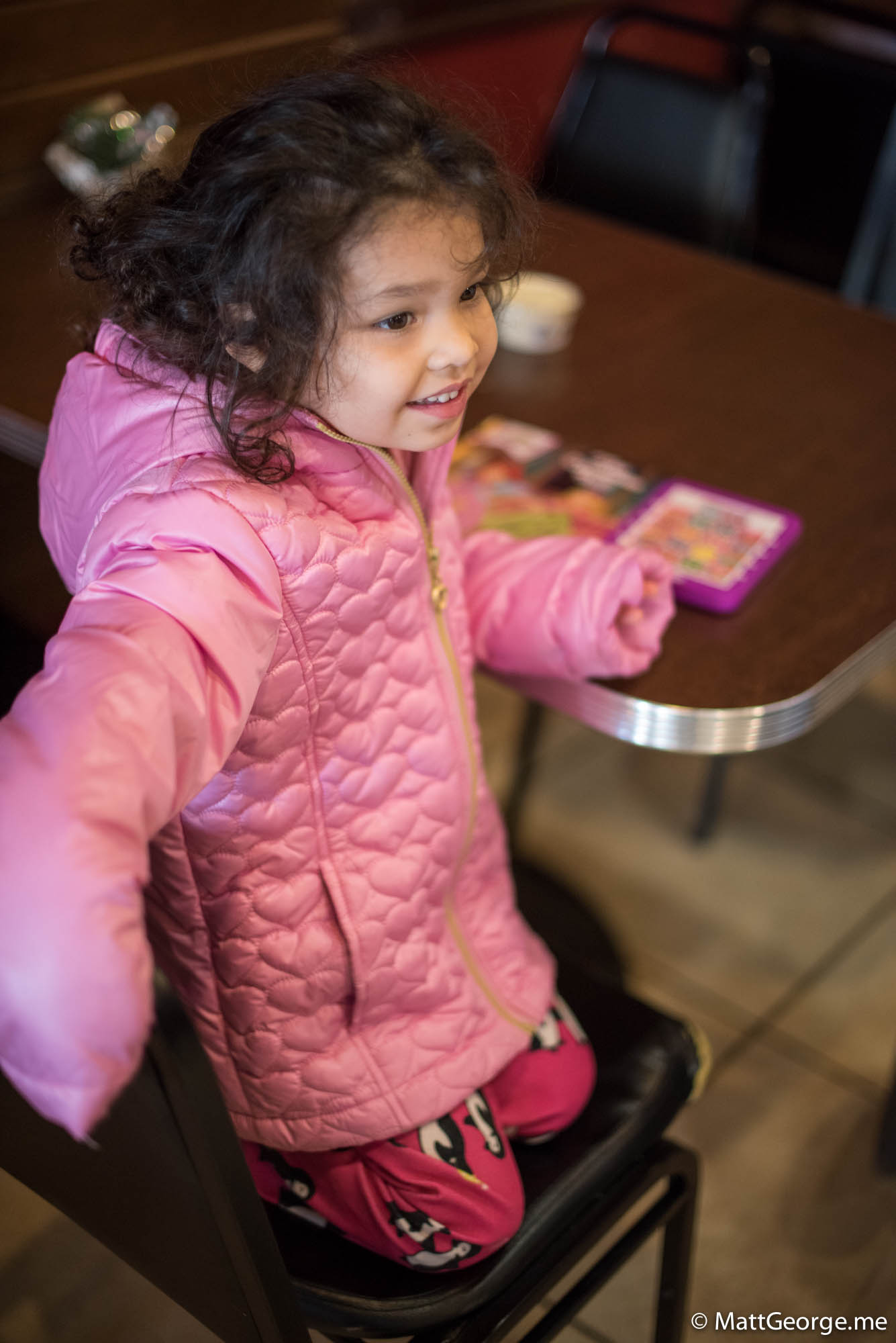 Bella waiting for her bagels