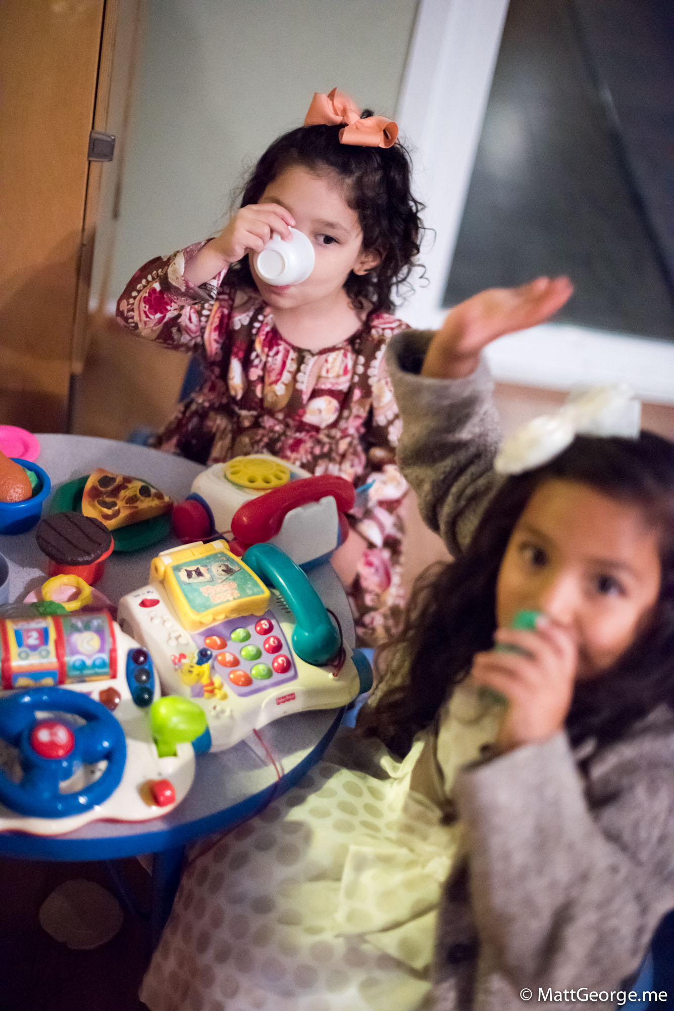 Cousins Enjoying Tea Time