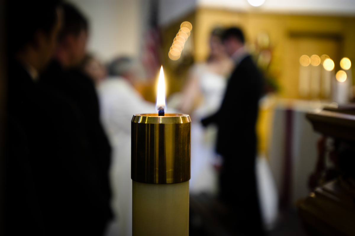 Unity Candle Lit at Wedding During Ceremony - MattGeorge.me