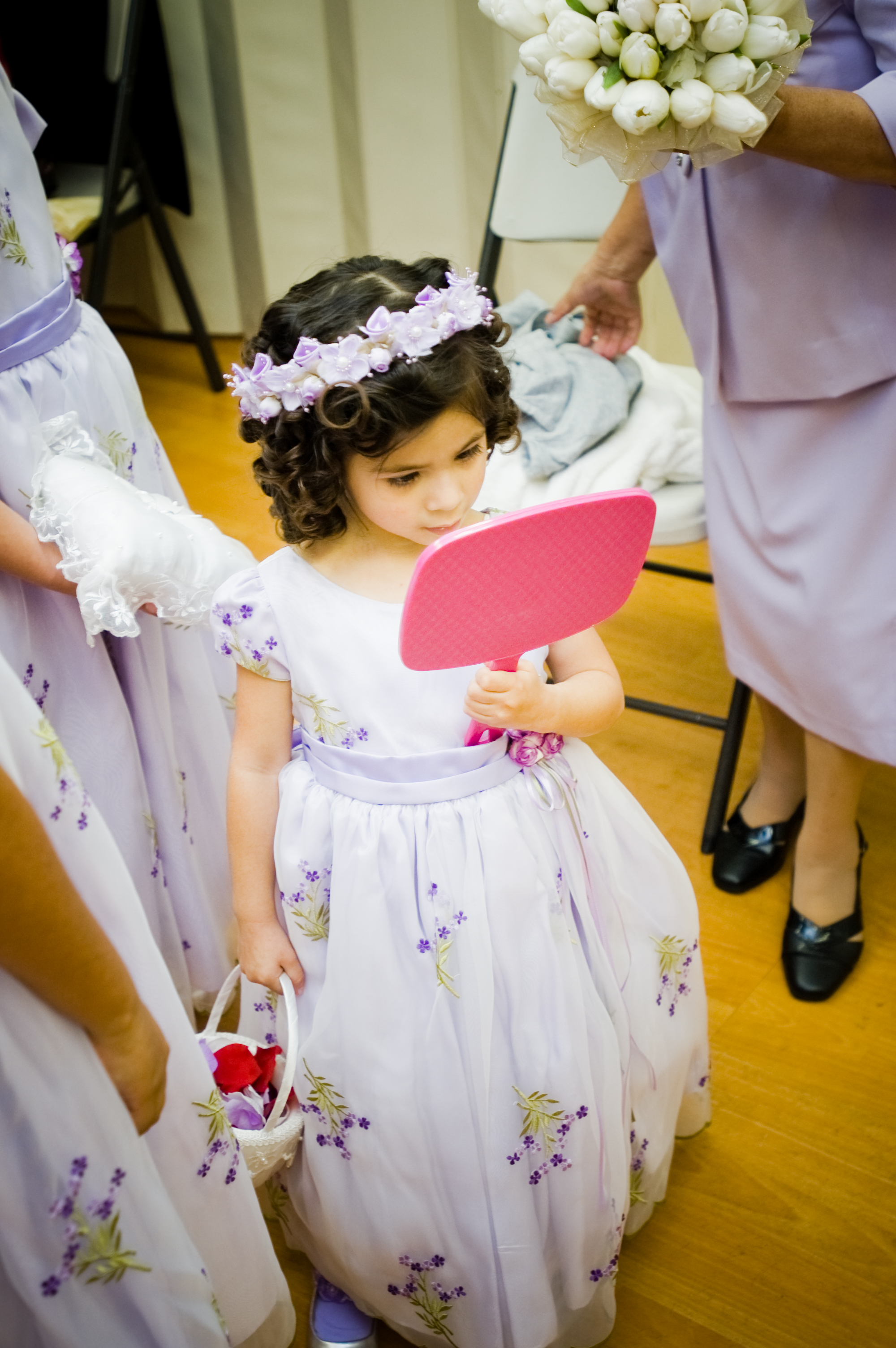 Flower Girl Looking in Mirror