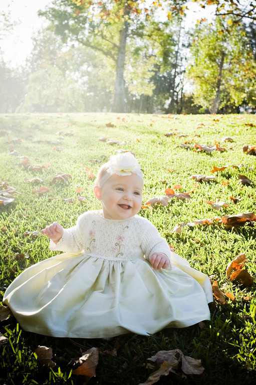 Baby in Formal Dress in Field Portrait
