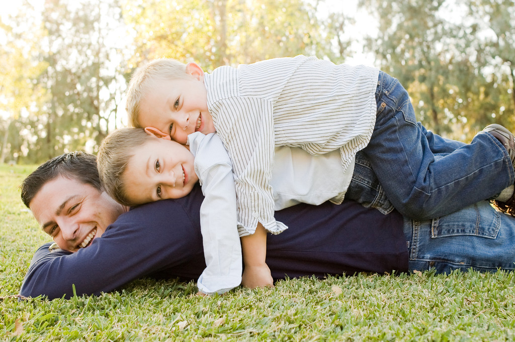 Pile-up of Kids and Dad Portrait