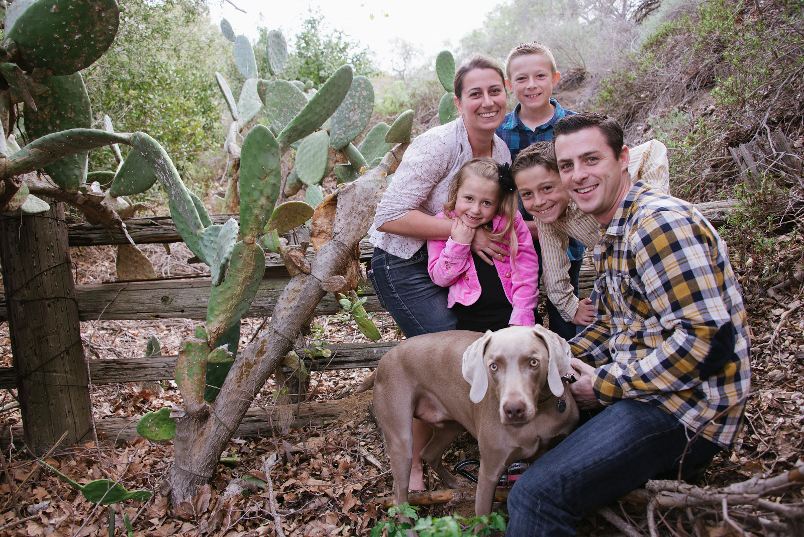 Family with Dog Portrait in Woods