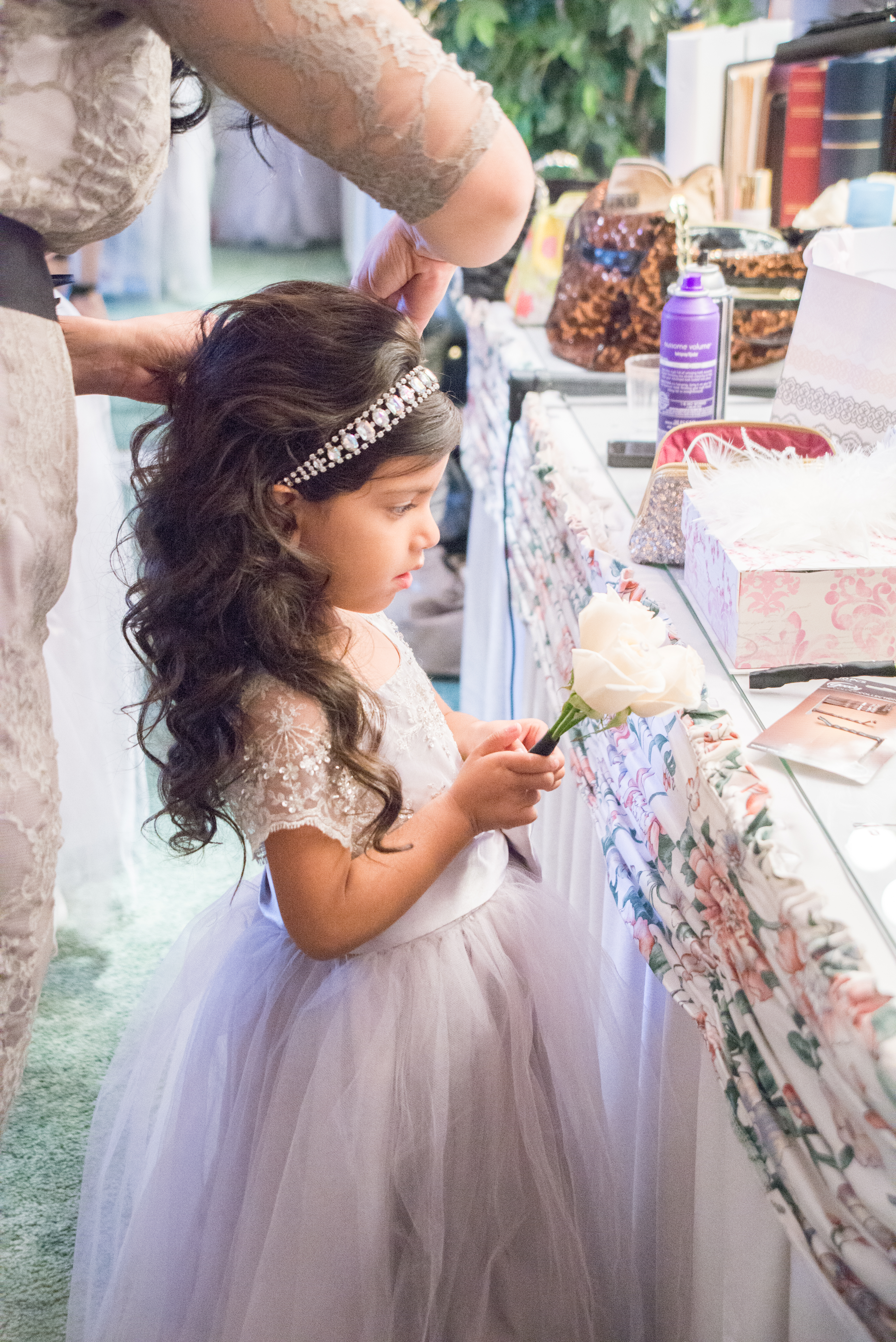 Flower Girl Having Hair Fixed Up