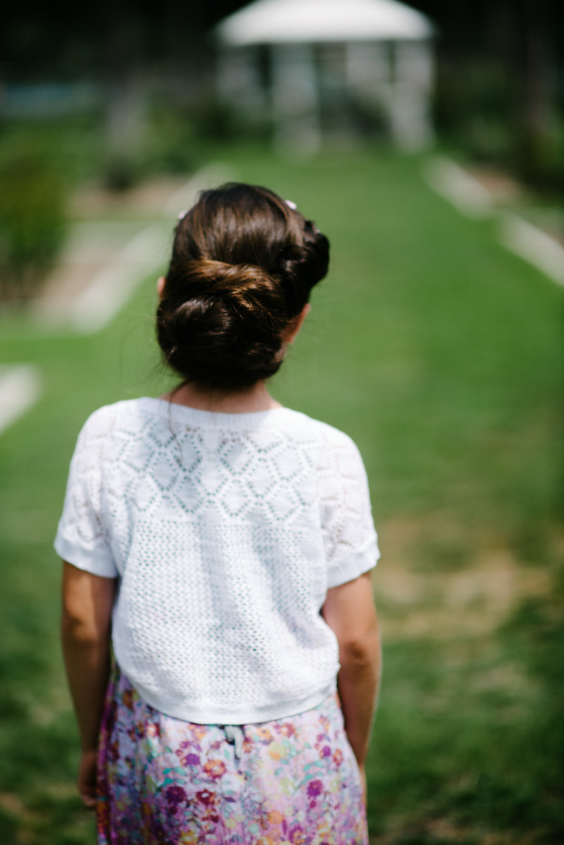 Back of Hair Bun on Girl Portrait