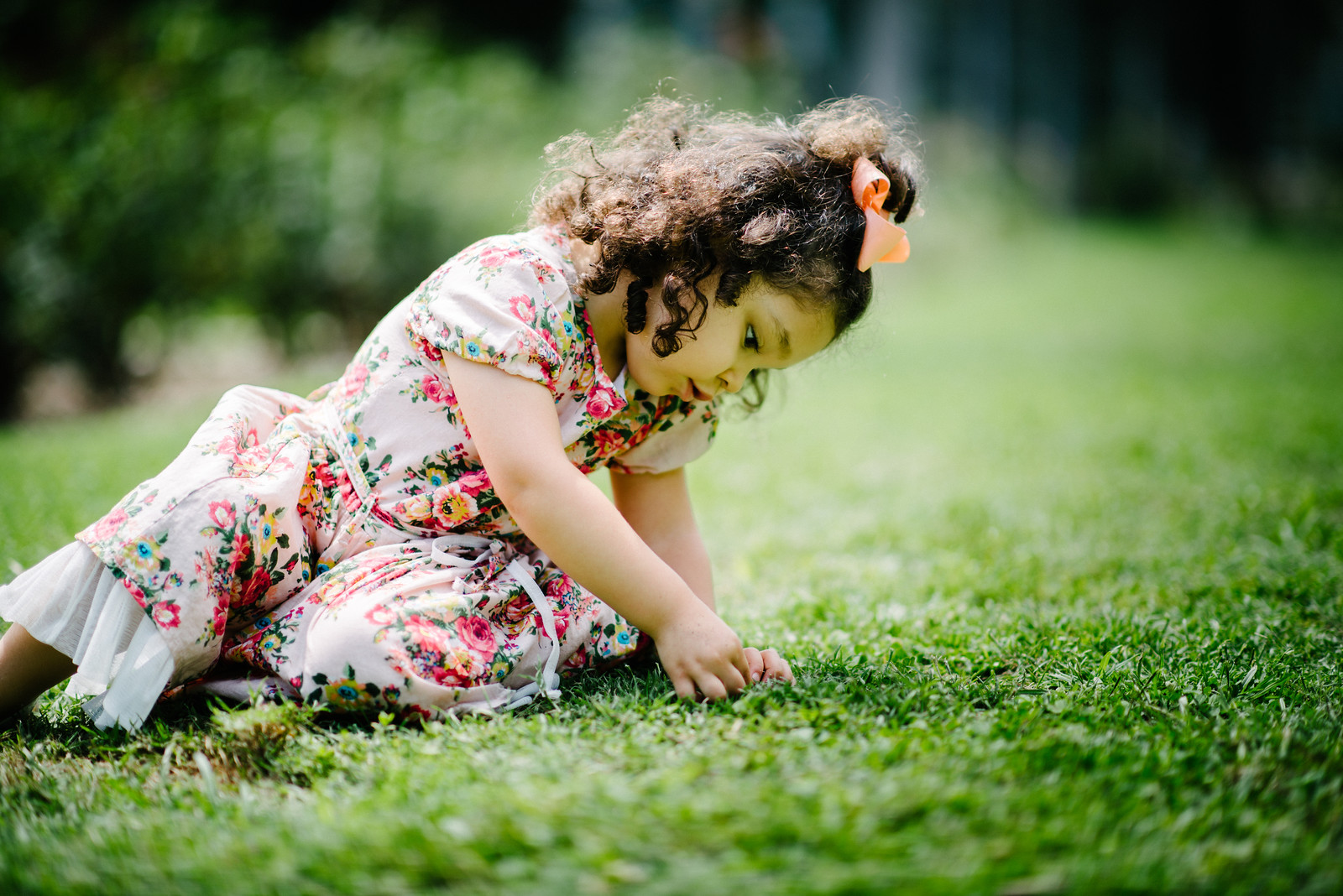 Child on Grass Portrait