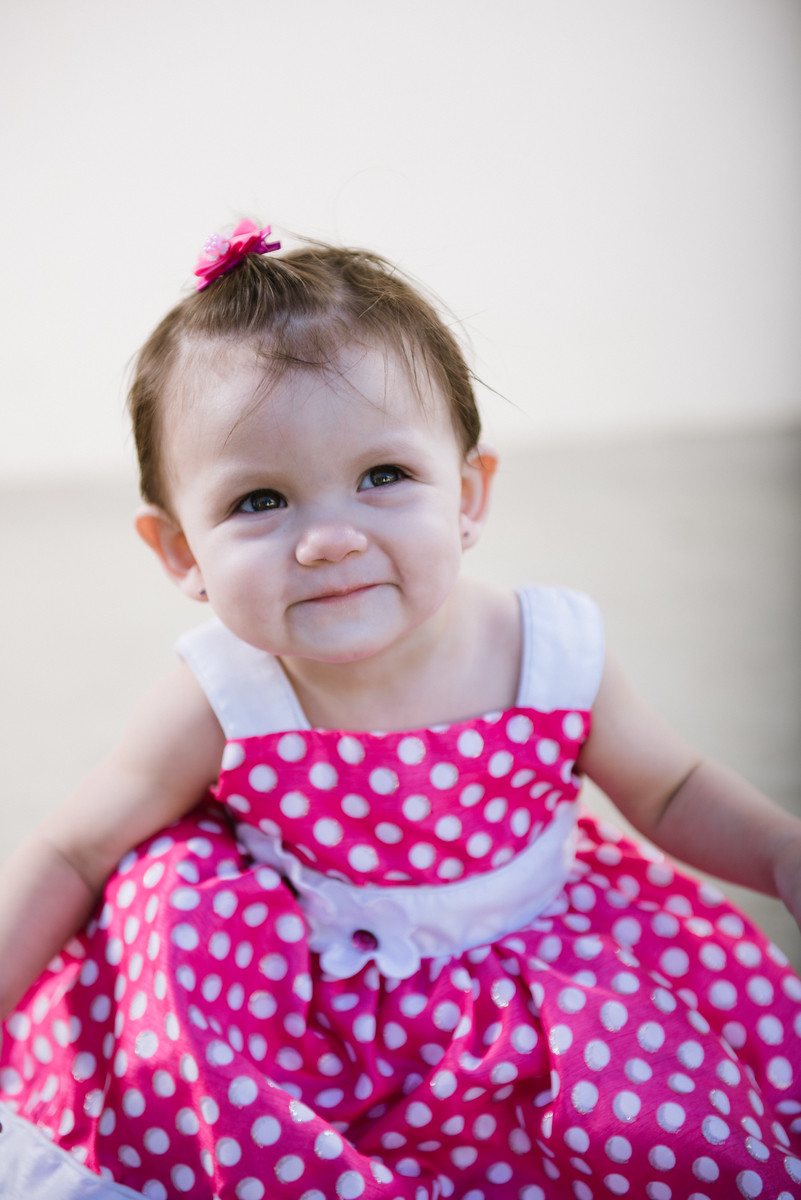 Baby in Pink and White Polka Dot Dress Portrait
